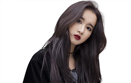 Asiatica con cabello liso frente a cámara